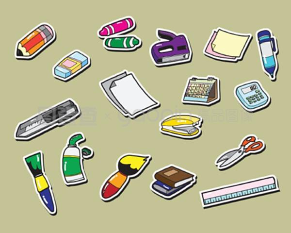 辦公文具貼紙圖標